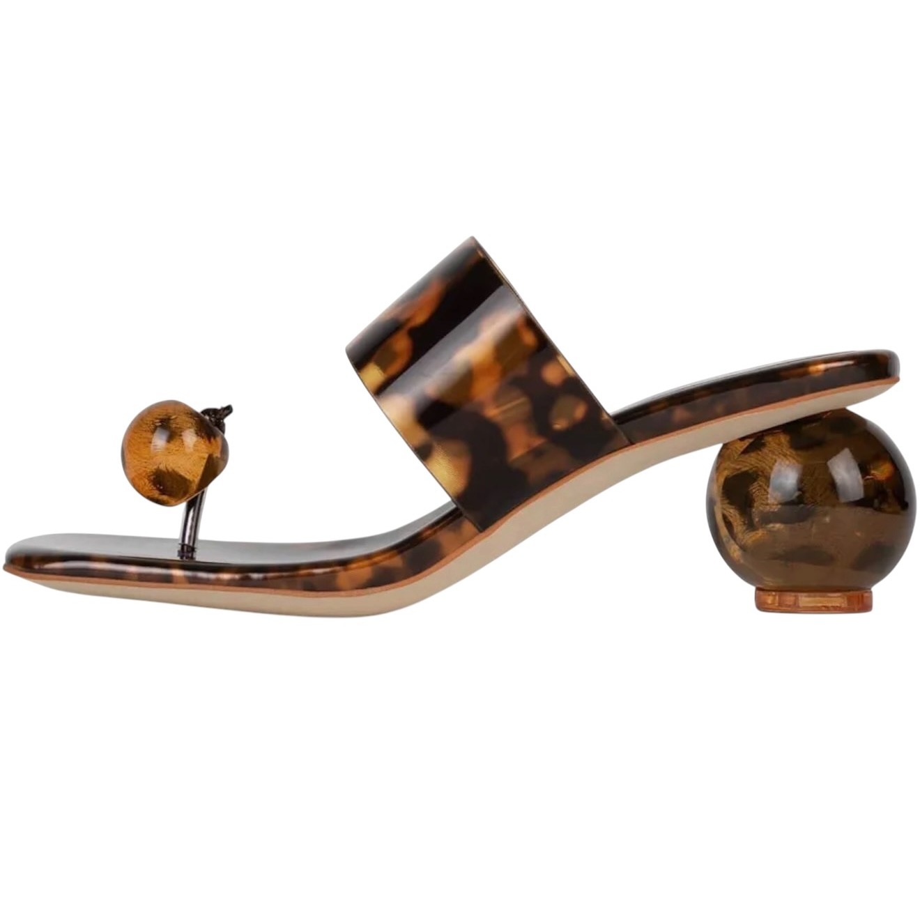 Jeffrey Campbell Lotus Sphere Tortoise Shell Heel Square Toe Sandals Size 9